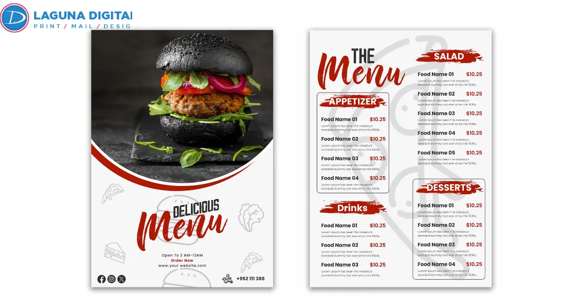 printed menu